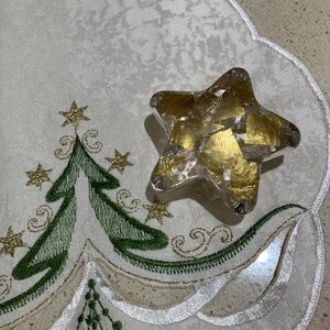 ROBERT HELD ART GLASS STAR PAPERWEIGHT GOLD HANDMADE VINTAGE